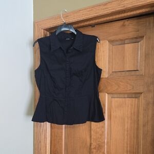 Apt. 9 Black Sleeveless Peplum Button-Up Blouse